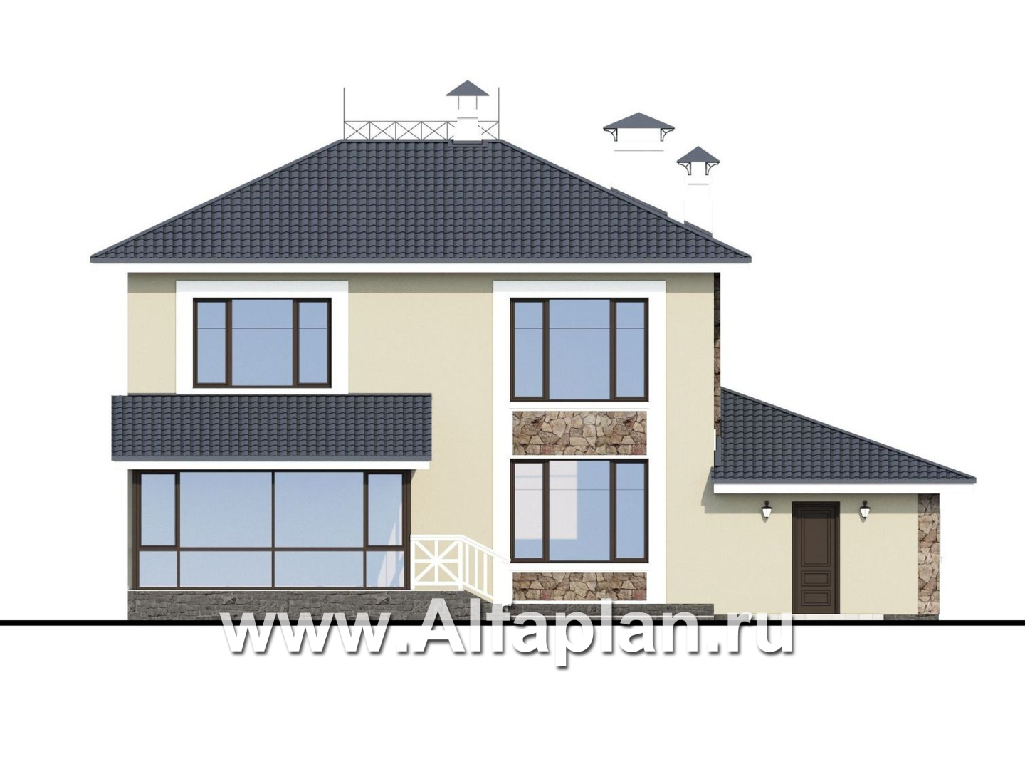 Проекты домов Альфаплан - «Либезюсефрау» — удобный дом с романтическими фасадами - изображение фасада №4