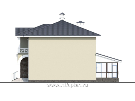 Проекты домов Альфаплан - «Либезюсефрау» — удобный дом с романтическими фасадами - превью фасада №2