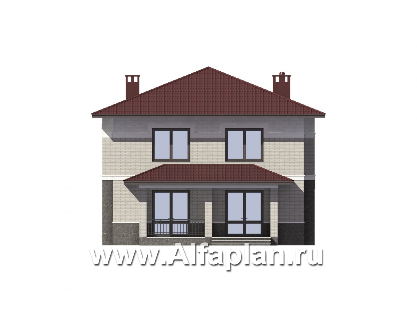 Проекты домов Альфаплан - Двухэтажный дом для узкого участка - изображение фасада №3