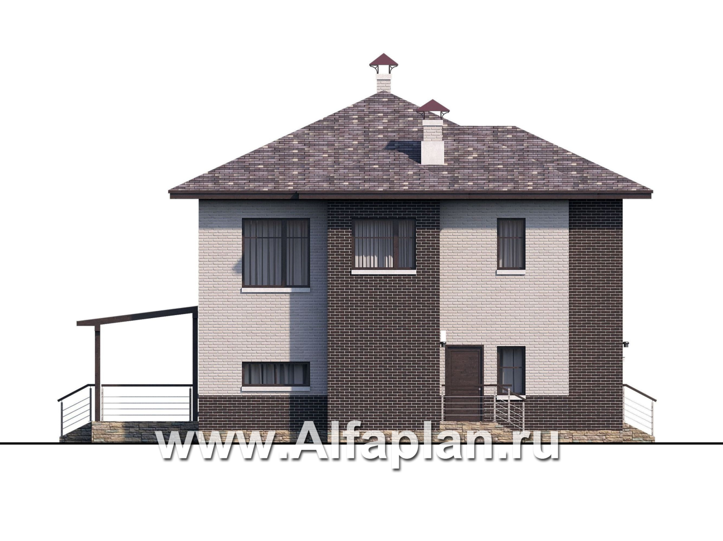 Проекты домов Альфаплан - «Эндорфин» - современный двухэтажный дом - изображение фасада №3