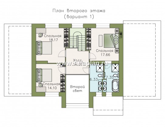 Проекты домов Альфаплан - «Регата» - комфортный план дома, двускатная крыша - превью плана проекта №2