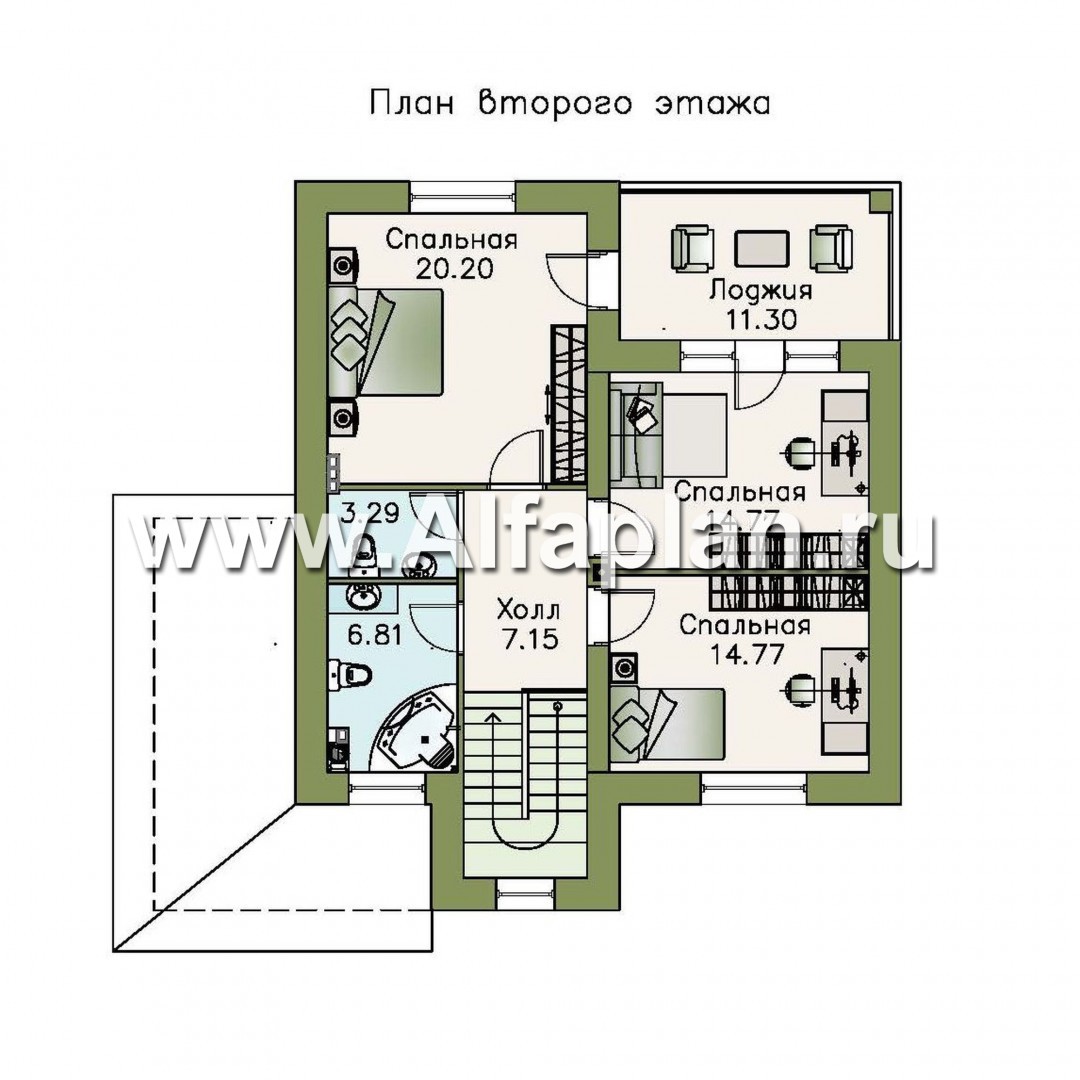 Проекты домов Альфаплан - «Зазеркалье»- проект элегантного компактного коттеджа - план проекта №2