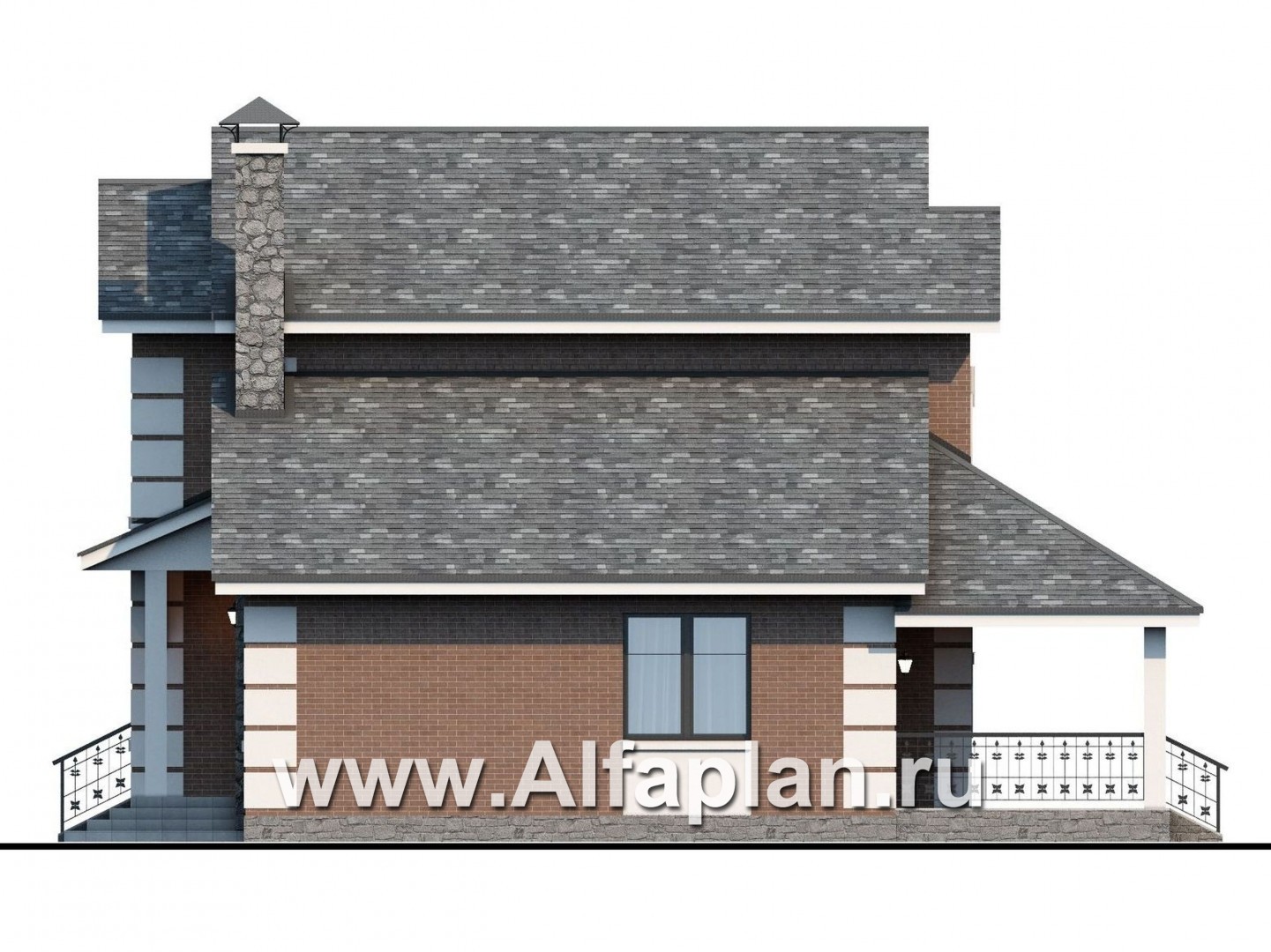 Проекты домов Альфаплан - Кирпичный дом «Прагма» для небольшой семьи - изображение фасада №2
