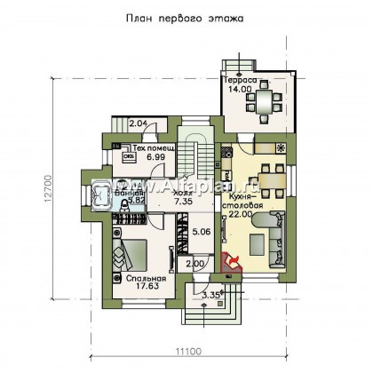 Проекты домов Альфаплан - Кирпичный дом «Прагма» для небольшой семьи - превью плана проекта №1