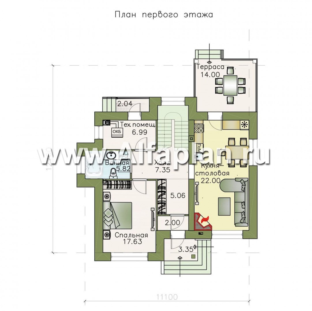 Проекты домов Альфаплан - Современный кирпичный дом «Прагма» - изображение плана проекта №1