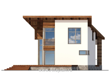 Проекты домов Альфаплан - Коттедж с экстравагантным планом - превью фасада №2