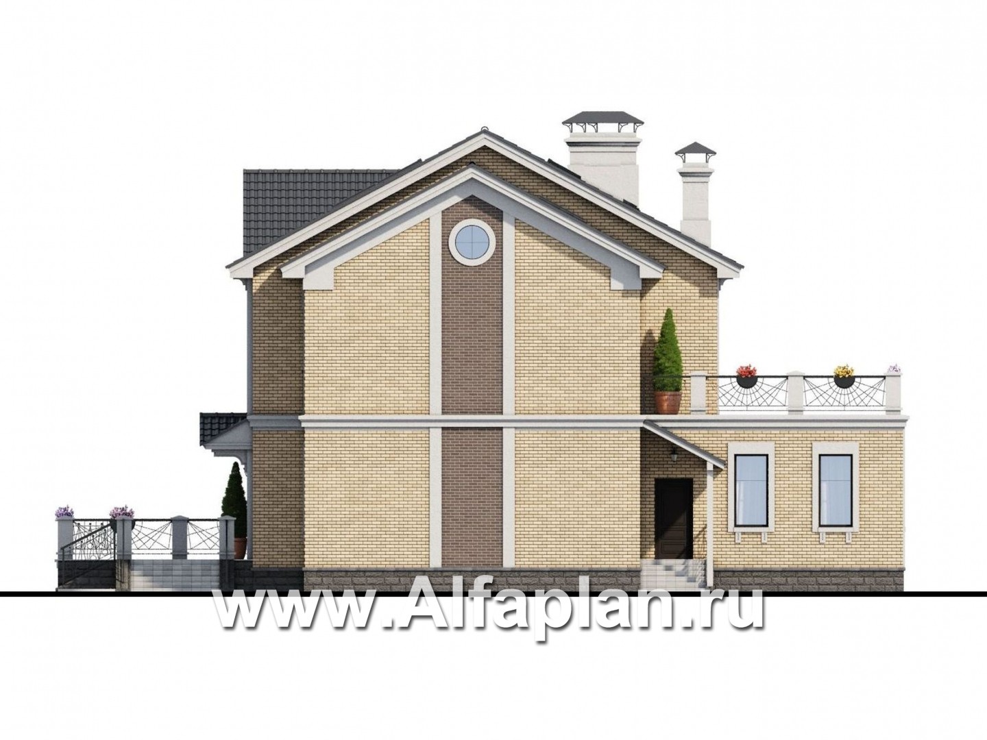 Проекты домов Альфаплан - «Богема» — эксклюзивное классическое поместье с бассейном - изображение фасада №2
