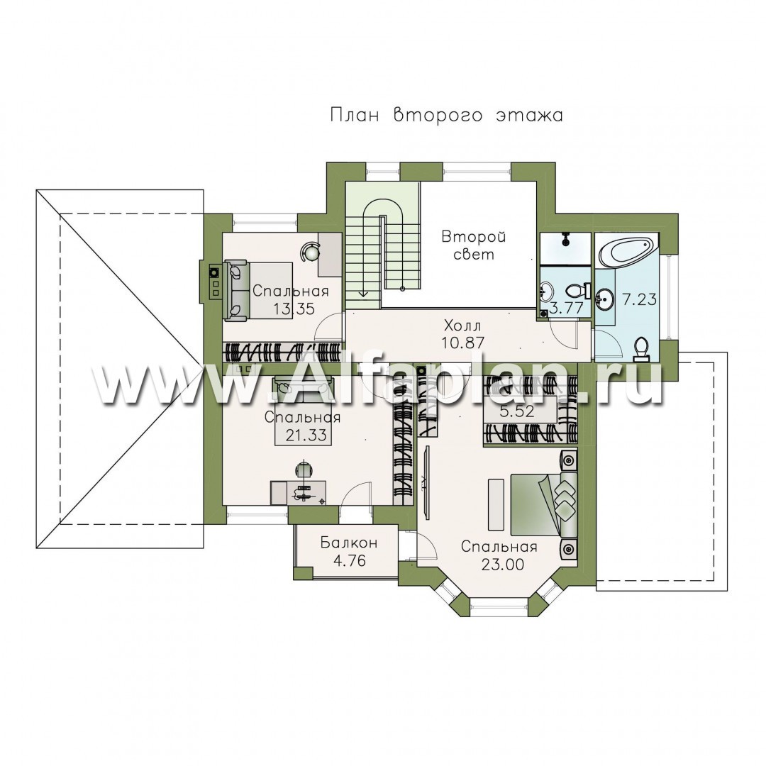 Проекты домов Альфаплан - «Статский советник» - комфортабельный коттедж в современном стиле с гаражом - план проекта №2