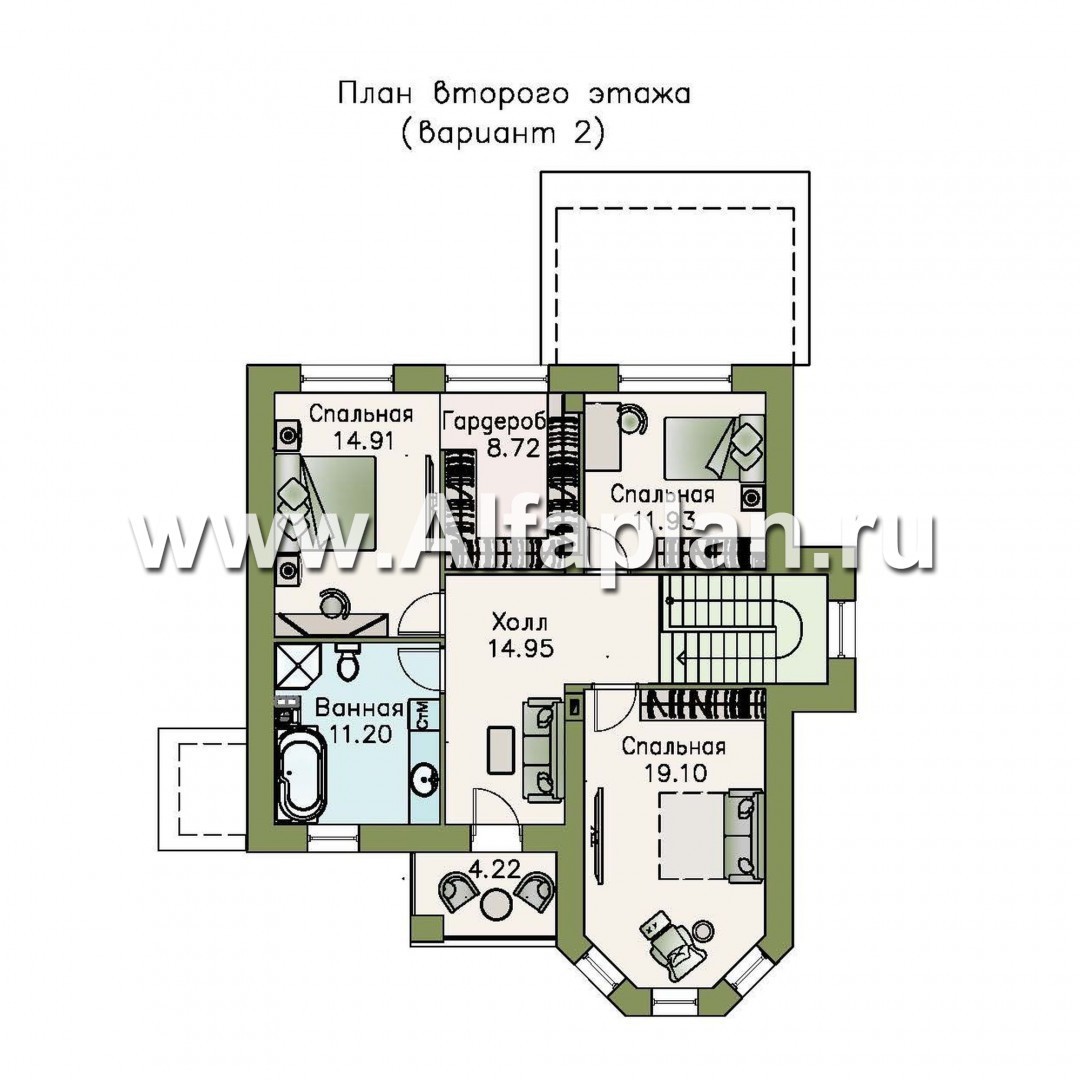 Проекты домов Альфаплан - «Благополучие» - классический коттедж с открытой планировкой - изображение плана проекта №3