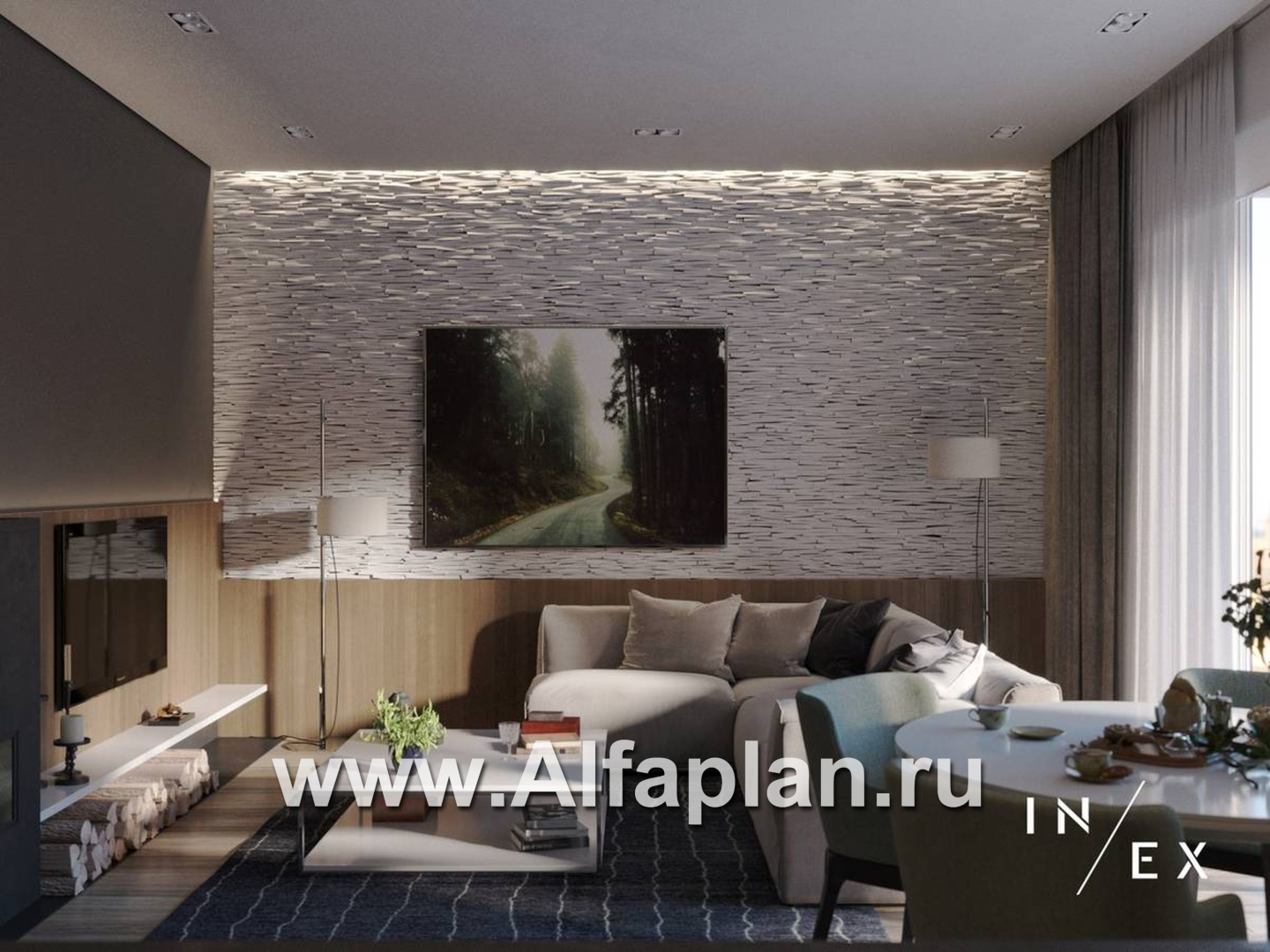 Проекты домов Альфаплан - «Виньон» - дачный дом с большой террасой - дополнительное изображение №6
