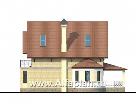 Проекты домов Альфаплан - «Золотая середина» - проект коттеджа с жилой мансардой и навесом для машин - превью фасада №2