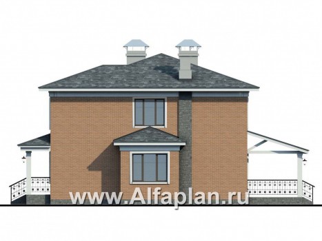 Проекты домов Альфаплан - «Портал» - двухэтажный классический коттедж - превью фасада №2