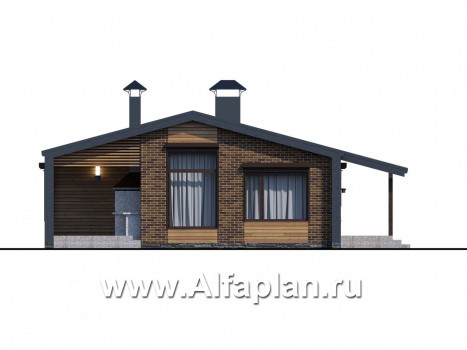 Проекты домов Альфаплан - «Йота» - каркасный дом с двускатной кровлей - превью фасада №1