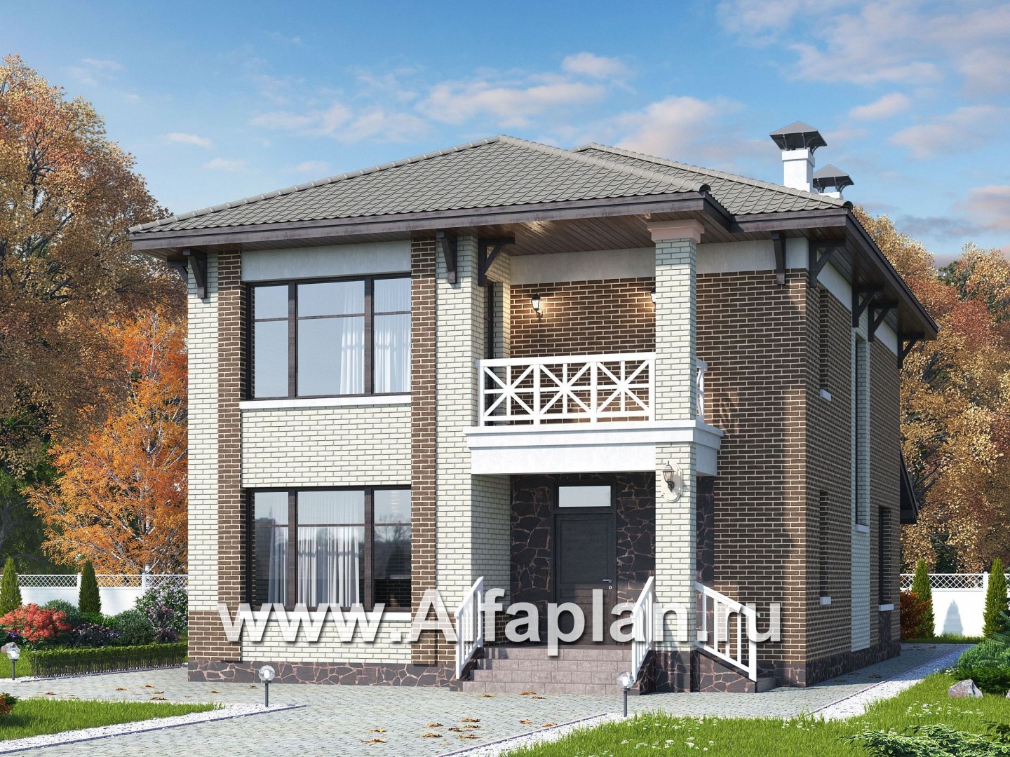 Проекты домов Альфаплан - «Вишера» - стильный дом с оптимальной планировкой - основное изображение