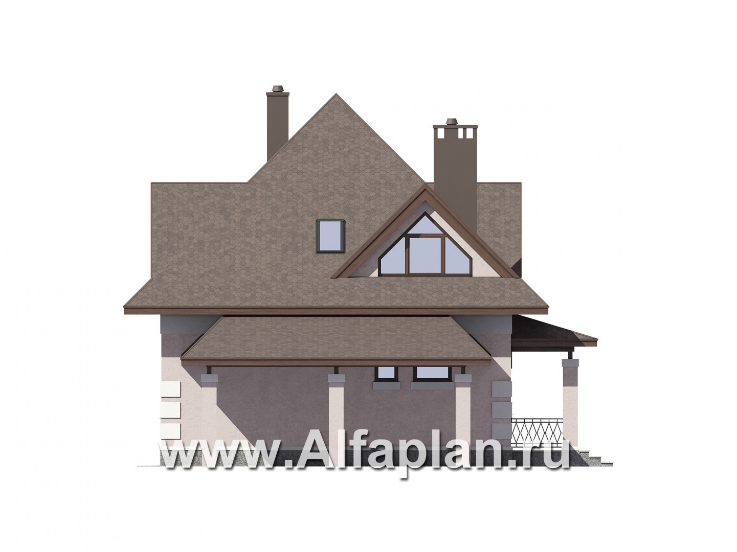 Проекты домов Альфаплан - Экономичный дом с навесом для машины - изображение фасада №4