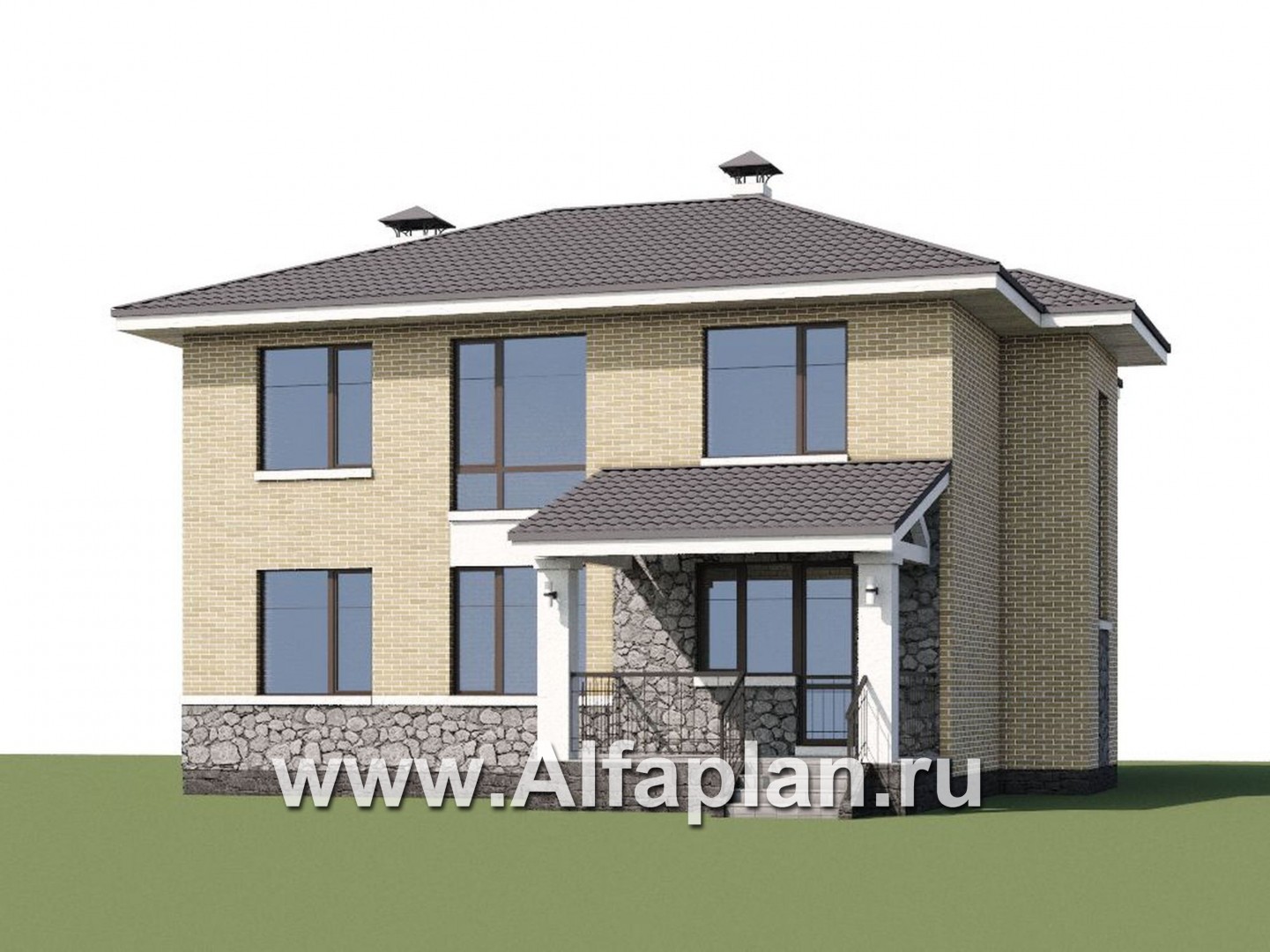 Проекты домов Альфаплан - «Благополучие» - классический коттедж с открытой планировкой - дополнительное изображение №1