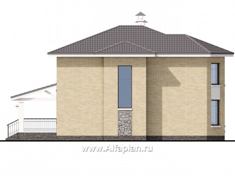 Проекты домов Альфаплан - «Благополучие» - классический коттедж с открытой планировкой - превью фасада №3