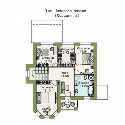 Проекты домов Альфаплан - «Благополучие» - классический коттедж с открытой планировкой - превью плана проекта №3