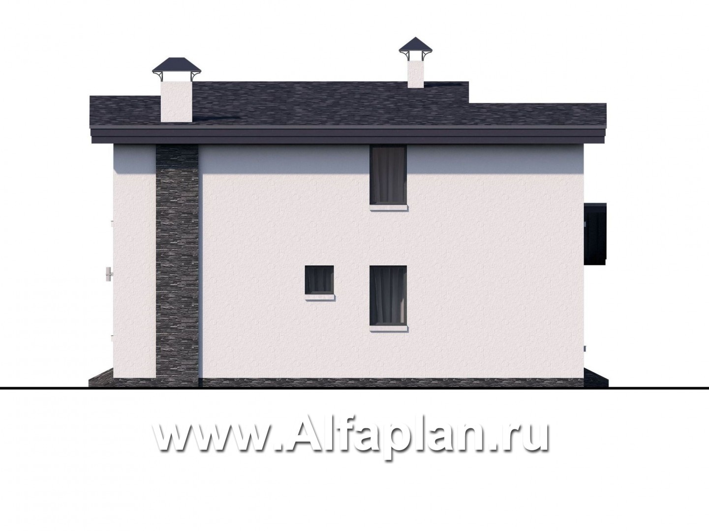 Проекты домов Альфаплан - "Модена" -стильный дом, односкатная крыша - изображение фасада №2